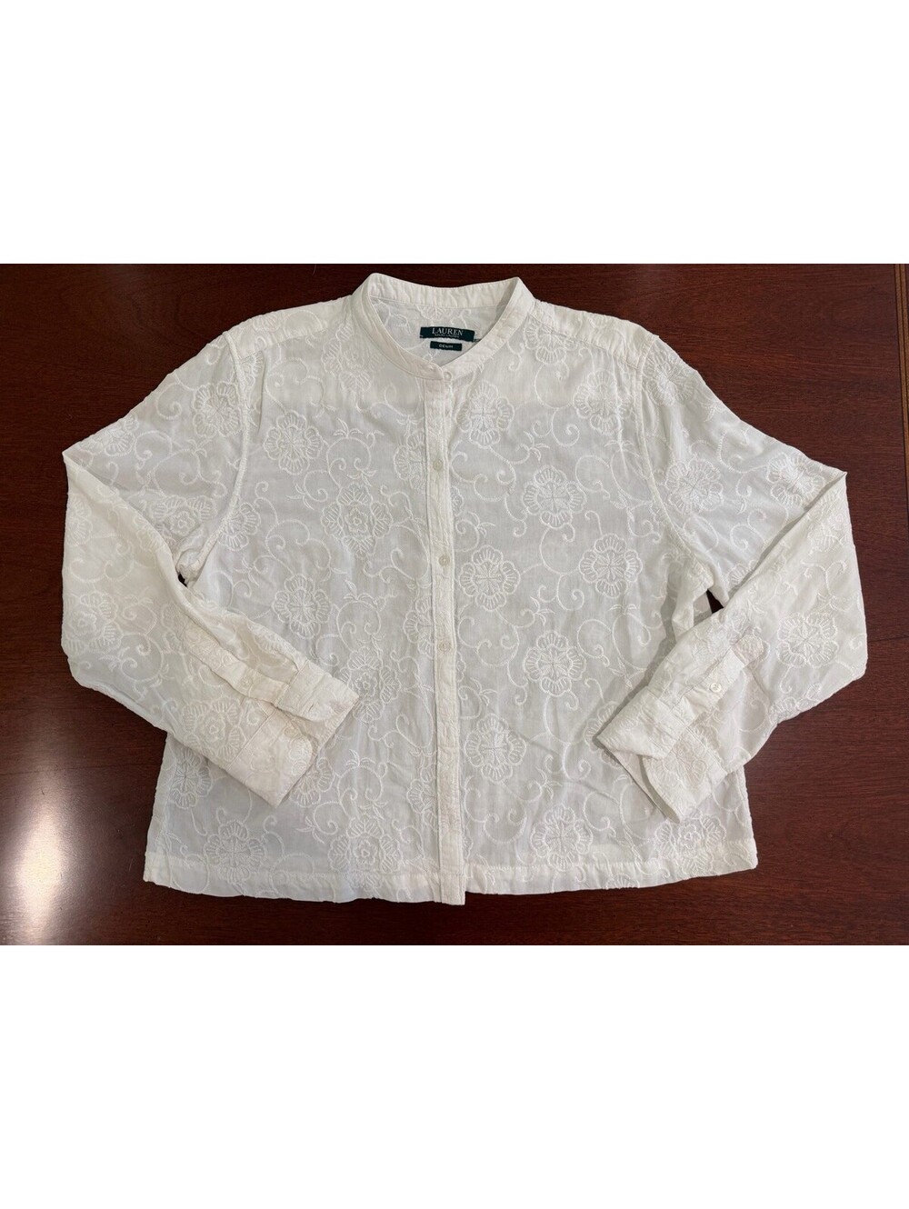 Lauren Ralph Lauren Denim Floral Embroidered Shirt Women’s White Button Up
